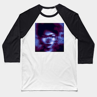 TURN ON - Glitch Art Creepy Portrait Baseball T-Shirt